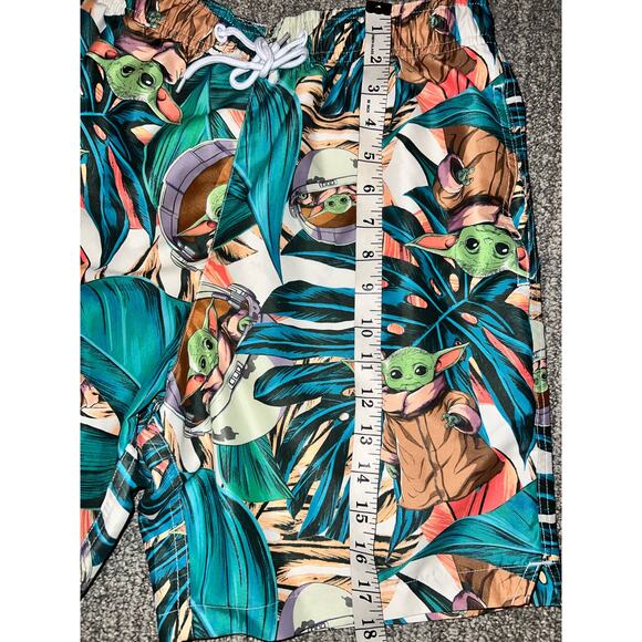 Mens Star Wars Baby Yoda Tropical Swim Trunks Size Small. Drawstring Swimwear - Picture 4 of 7